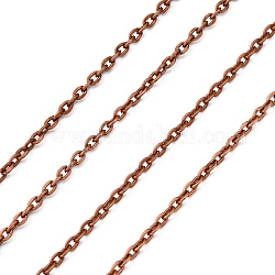 Iron Cable Chains, Unwelded, with Spool, Flat Oval, Cadmium Free & Nickel Free & Lead Free, Red Copper, 3x2.2x0.6mm, about 328.08 Feet(100m)/roll