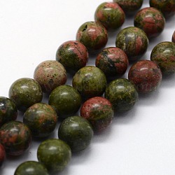 Natur Unakit Perlen Stränge, Runde, 10 mm, Bohrung: 1 mm, ca. 37 Stk. / Strang, 14.76 Zoll (37.5 cm)