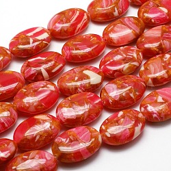 Synthetic Imperial Jasper Bead Strands, Dyed, Oval, Red, 18x13x6mm, Hole: 1mm, about 22pcs/strand, 15.7inch