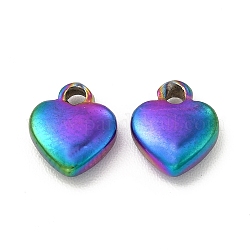 Ion Plating(IP) 304 Stainless Steel Charms, Heart Charm, Rainbow Color, 7.5x6x2mm, Hole: 1.2mm