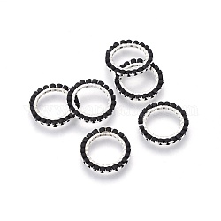 Miyuki & toho perline giapponesi fatte a mano, con 304 anelli di collegamento in acciaio inossidabile, modello telaio, anello, argento, nero, 14.5~15x1.7mm