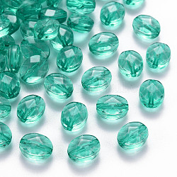 Perles en acrylique transparente, ovale, turquoise, 10x8x5.5mm, Trou: 1.5mm