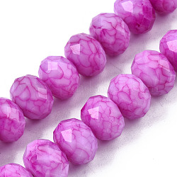 Cuisson opaque de perles de verre peintes, pierres d'imitation, facette, rondelle, violette, 11~12x8.5mm, Trou: 1mm, Environ 45 pcs/chapelet, 15.55 pouce ~ 15.75 pouces (39.5~40 cm)