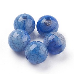 Perles acryliques craquelées, perles d'imitation en jade, ronde, bleu, 7~8mm, trou: 1.8 mm, environ 1900 pcs / 500 g