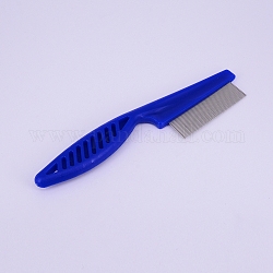 Plastic Flea Combs, Pet Hair Comb Dog Grooming Tool, Tear Stain Remover for Cats Dogs, Blue, 185x46x13mm, Hole: 11x5mm