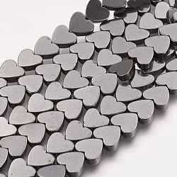 Non-Magnetic Synthetic Hematite Beads Strands, Mother's Day Gifts Making, Heart, Black, Size: about 8mm in diameter, 2.2mm thick, hole: 0.8mm, about 56pcs/Strands, 16 inch