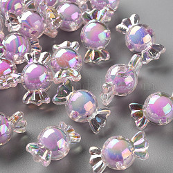 Perles en acrylique transparente, Perle en bourrelet, couleur ab , candy, violette, 11.5x21.5x11.5mm, Trou: 2.5mm, environ 393 pcs/500 g