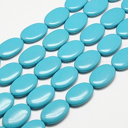 Fili di perline turchesi taiwan sintetiche ovali, 30x20x7mm, Foro: 1 mm, 13 pcs / Filo, 14.9 pollice