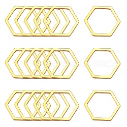 304 Stainless Steel Linking Ring, Hexagon, Golden, 13.5x12x0.8mm