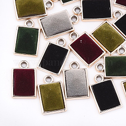 UV Plating Acrylic Pendants, Flocky, Rectangle, Mixed Color, Light Gold, 20.5x12.5x5mm, Hole: 2mm