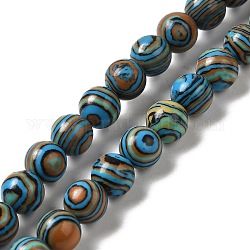 Brins de perles teintes en malachite synthétique, ronde, Dodger bleu, 8mm, Trou: 1.2mm, Environ 47~48 pcs/chapelet, 14.96''~15.16'' (38~38.5 cm)