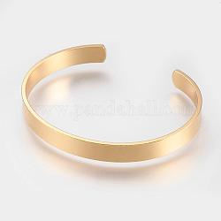 Brass Cuff Bangle, Real 18K Gold Plated, 1-3/4 inchx2-3/8 inch(48x59mm)