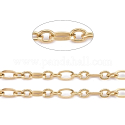 304 Stainless Steel Mother-Son Chains, Figaro Chains, Unwelded, with Spool, Golden, Bar Links: 6x3x0.7mm, Links: 4x3x0.7mm, about 32.8 Feet(10m)/roll
