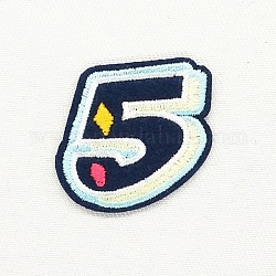 Computerized Embroidery Cloth Iron on/Sew on Patches, Costume Accessories, Appliques, Number, Black, Num.5, 35x33mm