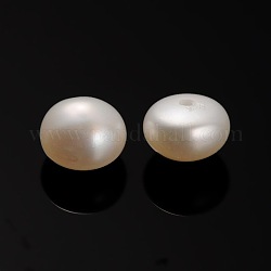 Perle coltivate d'acqua dolce perla naturale, mezzo forato, rondelle bisque, 6.5~7x4mm, Foro: 0.7 mm