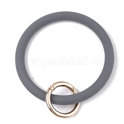 Силиконовые браслеты, с литыми пружинными кольцами, золотой свет, серые, 115 мм