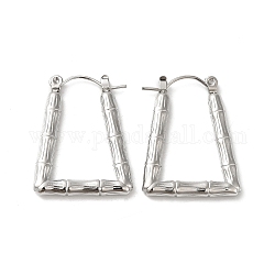 304 Stainless Hoop Earrings for Women, Trapezoid, Stainless Steel Color, 26.5x20.5x3mm