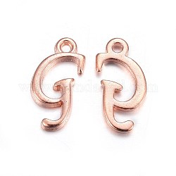 Rose Gold Plated Alloy Letter Pendants, Rack Plating, Letter.G, 17x8x2mm, Hole: 1.5mm