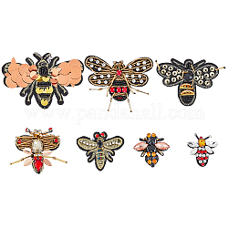 HOBBIESAY 7 Styles Bee Beaded Patches Resin and Rhinestone Garments Appliques Embroidery Sewing Decoratives Patches Insect Patches Accessories for Fabric Cloth Dress DIY Crafting