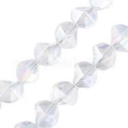 Chapelets de perles en verre électroplaqué, couleur ab , torsion, clair ab, 13x13.5x9mm, Trou: 1.2mm, Environ 45 pcs/chapelet, 23.23 pouce (59 cm)