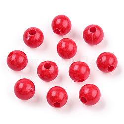 Пластиковые шарики, круглые, красные, 8x7.5 мм, отверстие : 2 мм, Около 2270 шт / 500 г