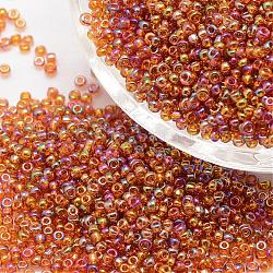 8/0 perles de rocaille rondes en verre, Grade a, couleurs transparentes arc, chocolat, 2.8~3.2mm, Trou: 1.0mm, environ 15000 pcs / livre
