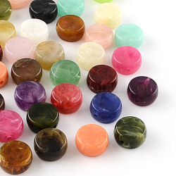 Flat Round Imitation Gemstone Acrylic Beads, Mixed Color, 14x7mm, Hole: 1.5mm, about 470pcs/500g