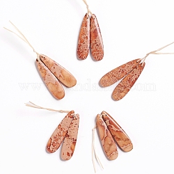 Natural Imperial Jasper Pendants, for Jewelry Making, Dyed, Teardrop, 45~45.5x12~12.5x4~4.5mm, Hole: 1mm