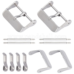 DIY Jewelry Kits, Stainless Steel Watch Band Clasps, Stainless Steel Color, Watch Band Clasps: 17x24.5x5.5mm, Hole: 1mm, 4sets/bag