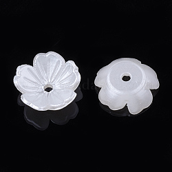 Tappi di perline con perla imitazione plastica a 5 petalo, fiore, bianco crema, 10.5x11x3.5mm, Foro: 1.5 mm