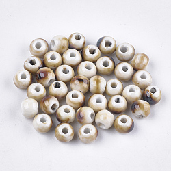 Manuell Porzellan Perlen, Phantasie antiken glasiertem Porzellan, Runde, Leinen, 7.5~8x7~7.5 mm, Bohrung: 2~2.5 mm