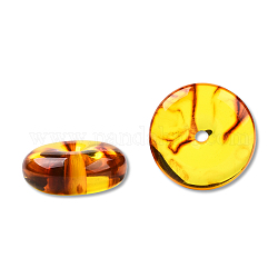 Perles d'ambre d'imitation de résine, plat rond, or, 25x10mm, Trou: 2.6~2.8mm