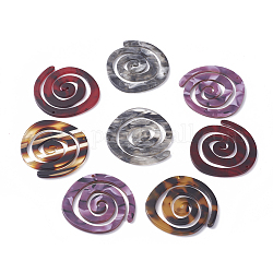 Cellulose Acetate(Resin) Pendants, Vortex, Mixed Color, 41.5x43.5x3mm, Hole: 1.4mm