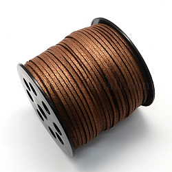 Eco-Friendly Faux Suede Cord, Faux Suede Lace, with Glitter Powder, Sienna, 2.7x1.4mm, about 100yards/roll(300 feet/roll)