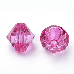 Perles en acrylique transparente, Toupie, support violet rouge, 6x5.5mm, Trou: 1.5mm, environ 6120 pcs/500 g