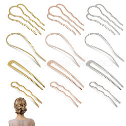 CHGCRAFT 12Styles U-Shape Metal Hair Combs Oval Side Comb Brass Hair Fork Bride Hairpin French Style Hair Stick DIY Hairpins for Women Thick Thin Long Curly Hair