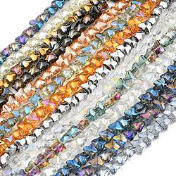 Electroplate Glass Beads Strands, Butterfly, Mixed Style, Mixed Color, 8x10x6mm, Hole: 1mm, about 90pcs/strand, 10.08 inch(25.6cm)