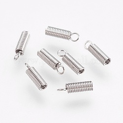 304 Stainless Steel Coil Cord Ends, Stainless Steel Color, 6x2.3mm, Hole: 1.5mm, Inner Diameter: 1.4mm