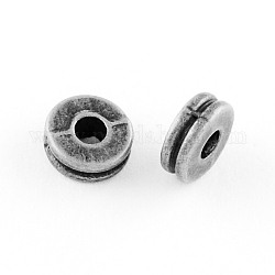 Distanziali in lega rotonda e piatta perline stile tibetano,  cadmio& piombo libero, argento antico, 6x3mm, Foro: 1.5 mm, circa 2500pcs/1000g