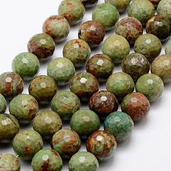 Natürlichen grünen Opal Perlen Stränge, facettiert, Runde, 12 mm, Bohrung: 1 mm, ca. 32 Stk. / Strang, 15.1 Zoll