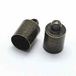 Messing Endkappen für Kord, Endkappen, Nickelfrei, Antik Bronze, 10x6 mm, Bohrung: 2 mm, Innendurchmesser: 5.5 mm