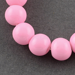 Painted Glass Bead Strands, Baking Paint, Round, Pearl Pink, 8mm, Hole: 1.3~1.6mm, about 100pcs/strand, 31.4 inch