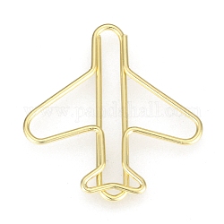 飛行機の形の鉄のペーパークリップ  かわいいペーパークリップ  面白いブックマークマーキングクリップ  ゴールドカラー  27x27x2mm