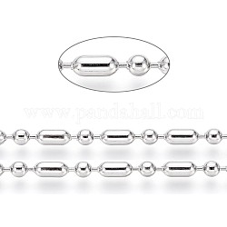 304 Stainless Steel Ball Chains, Stainless Steel Color, Column: 4.5x2.4mm, Ball: 2.4mm