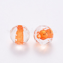 Transparente Acryl Perlen, Runde, facettiert, orange, 6x5.5 mm, Bohrung: 1.4 mm, ca. 4160 Stk. / 500 g