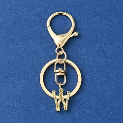 Porte-clés à breloques en alliage avec lettre initiale, avec fermoir en alliage, or, lettre w, 8.5 cm