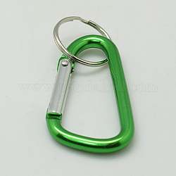 Alluminio moschettone per le chiavi, con chiusure di ferro, ovale, verde chiaro, 57x30.5mm