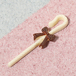 Resin Canochons, Crutch with Bowknot, Champagne Yellow, 55.8x13mm