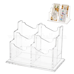 4-Slot Transparent Acrylic Business Name Card Display Stands, Card Organizer Holder for Office, Clear, 149x90x107mm, Inner Diameter: 60x31mm