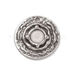 304 Stainless Steel Pendant Cabochon Settings, Flat Round, Stainless Steel Color, Tray: 6mm, 19x3mm, Hole: 1.5mm